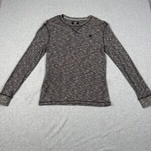 Express Mens Gray Waffle Knit Long Sleeve Thermal Shirt Lion Logo Size M